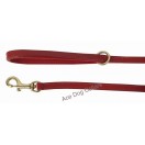 Comfy Leather Lead with PADDED Leather Handle - length 40" (1 cm wide) ~Brass: Red